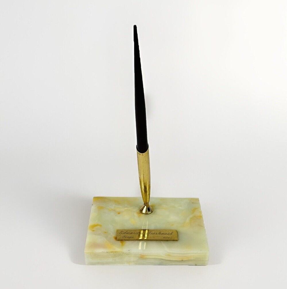 Vtg Sheaffer Marble Desk Set Pen Holder w/ Cartridge Fill Fountain Pen